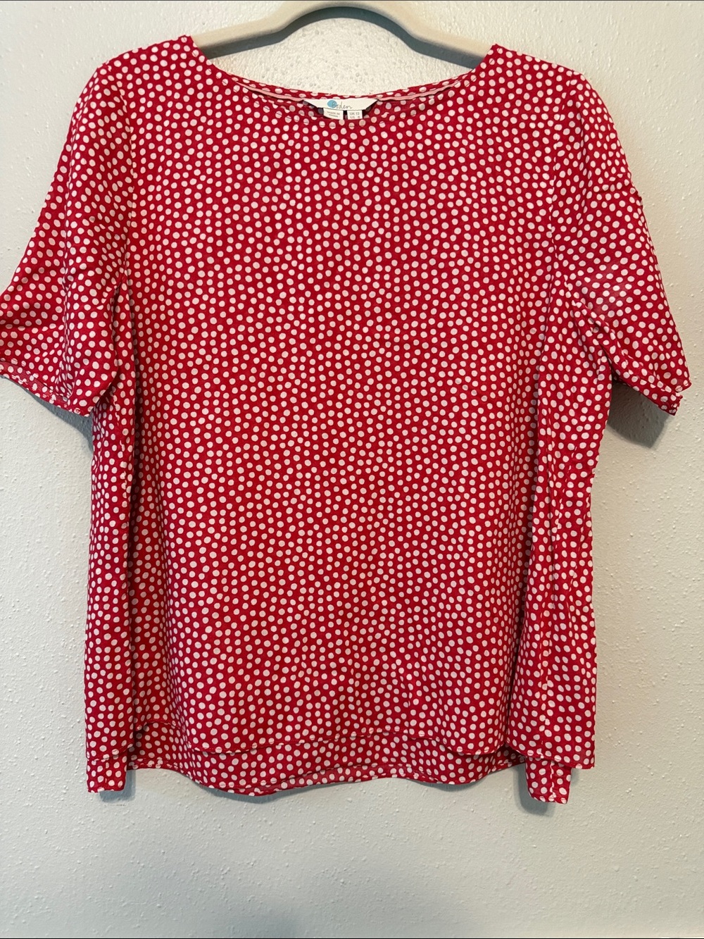 Boden Red Polka Dot Short Sleeve Blouse